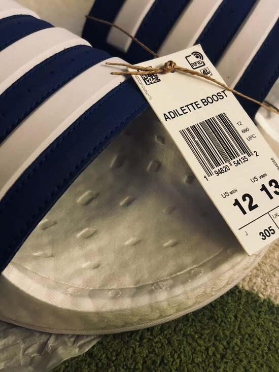 Adidas Adilette Boost Slides White and Blue Stripes main image 7